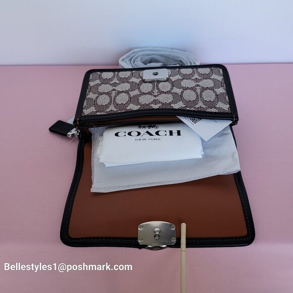 COACH Bandit Signature Jacquard & Glovetanned Leather BELT Bag-Cocoa Black⭐ - Picture 12 of 16